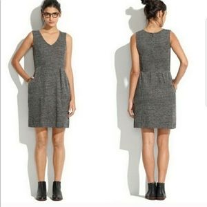 Madewell Terrace tweed v neck fit and flare‎ dress